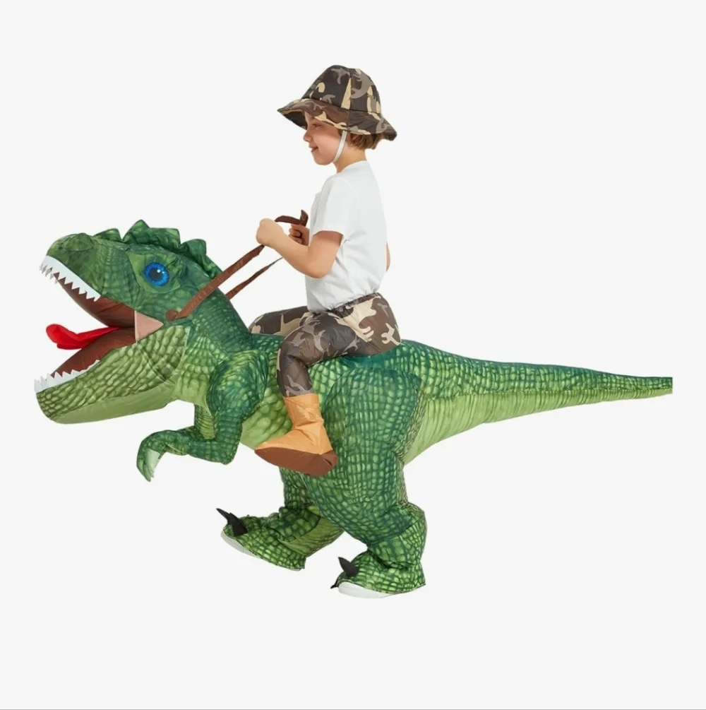 One Casa Inflatable Costume Dinosaur Riding T Rex Air Blow up Party Halloween